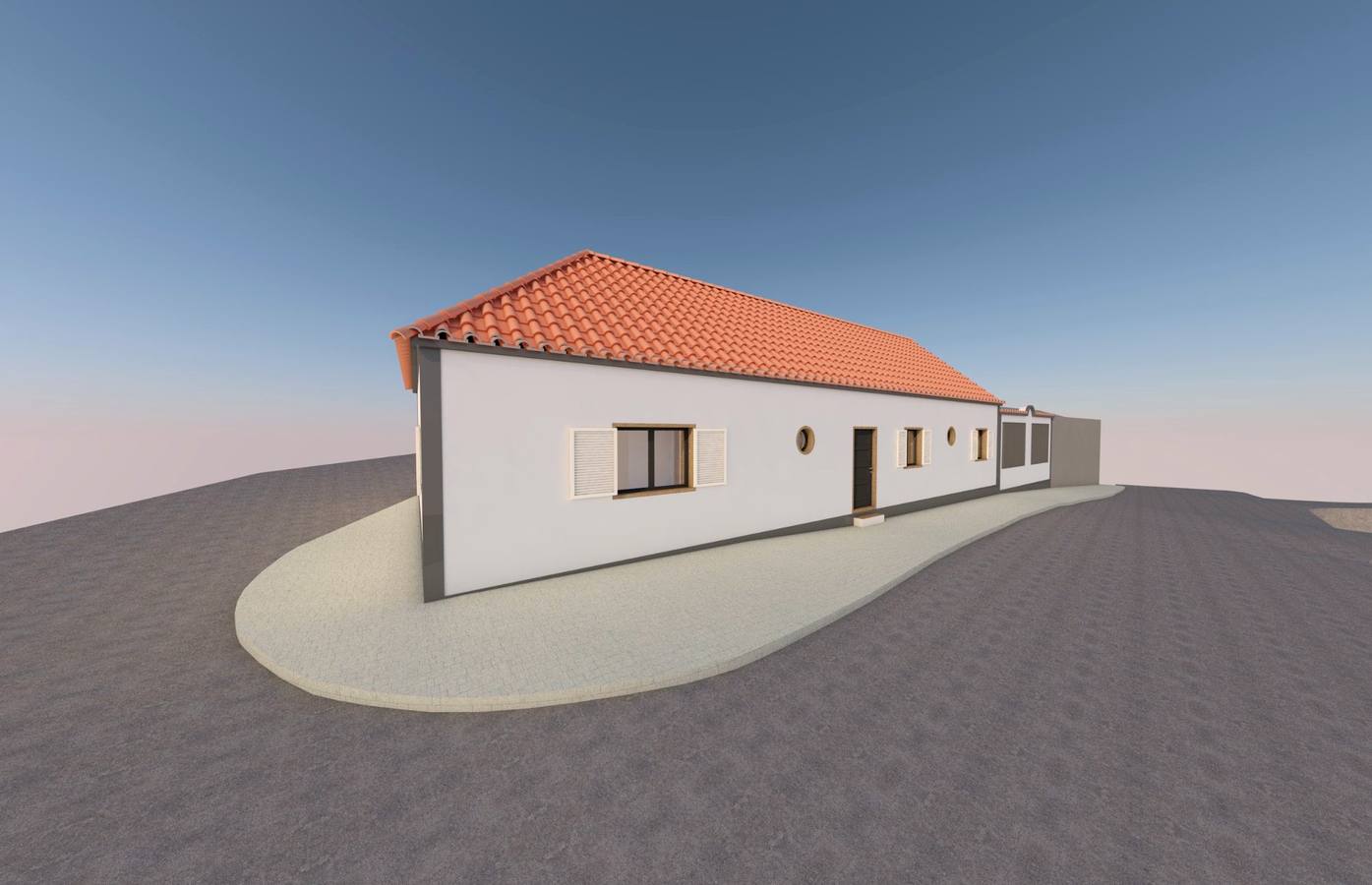 Render of the village street facade